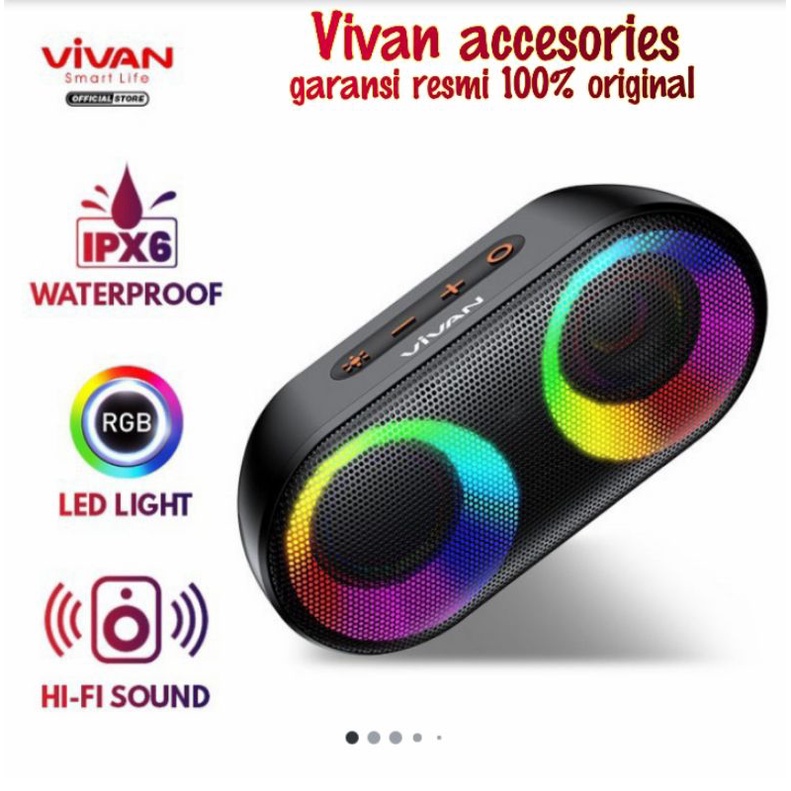 VIVAN Speaker Bluetooth VS16 TWS 10W Super Bass IPX6 Waterproof RGB Light Rhyme Garansi Original Resmi