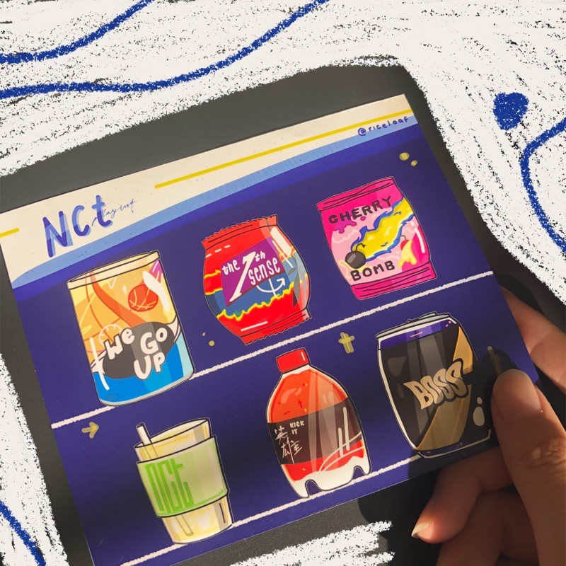 

Riceloaf NCT Playlist Snacks Sticker Sheet Lucu Cute KPop