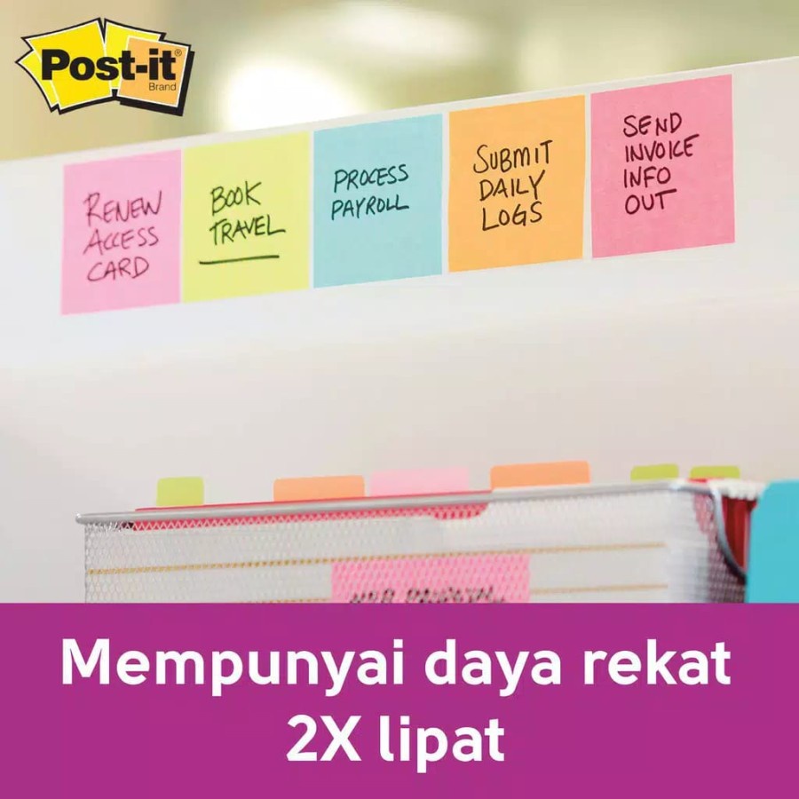 Post-it 3M Super Sticky Notes 3x3&quot; 45Lembar (Isi 3 Pad) 3321-3SSJP FLA