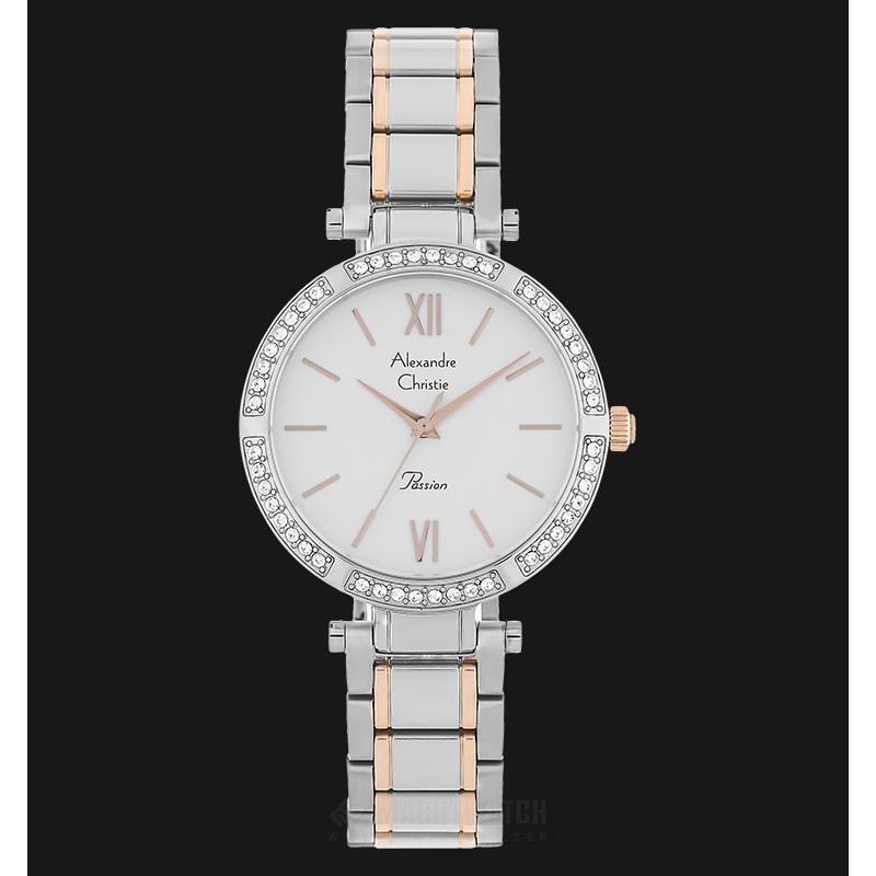 Alexandre Christie AC 2710 LH BSSSL Ladies White Dial Dual Tone Stainless Steel