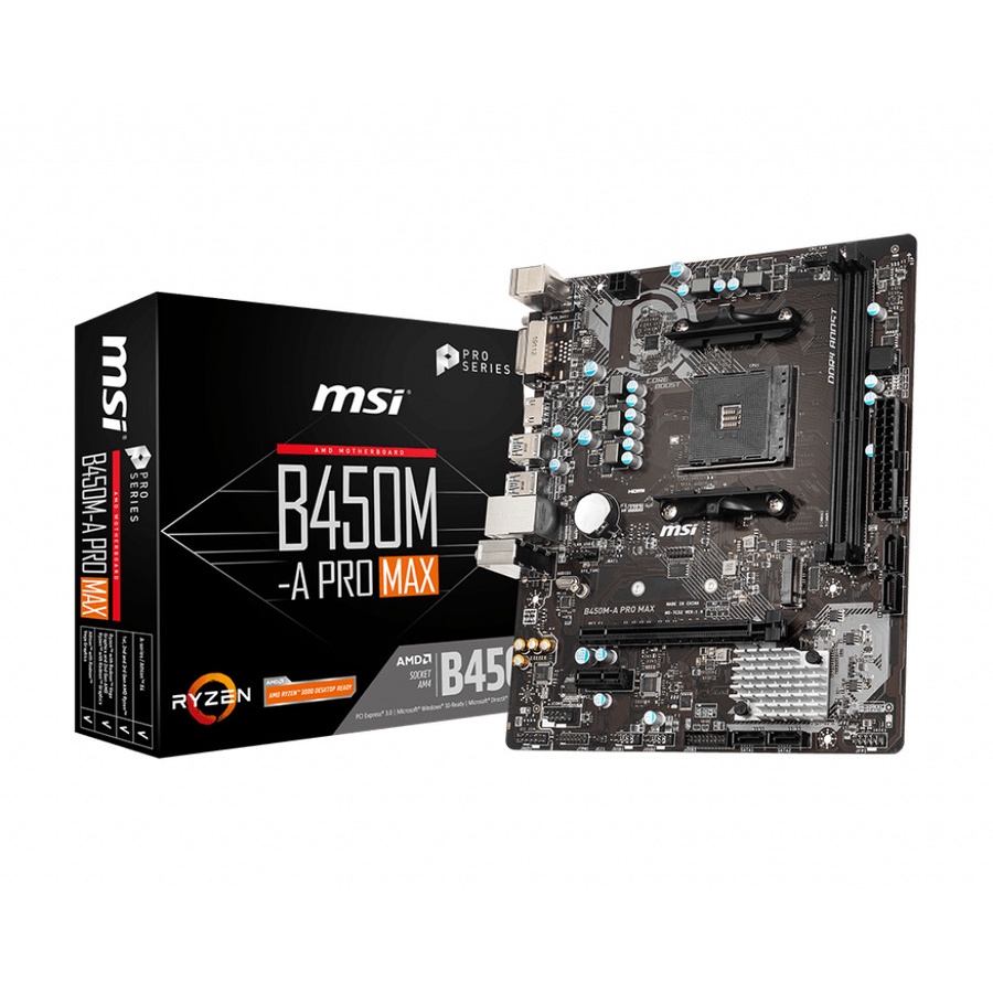 MSI B450M-A Pro MAX (AM4, AMD Promontory B450, DDR4, USB3.2, SATA3)