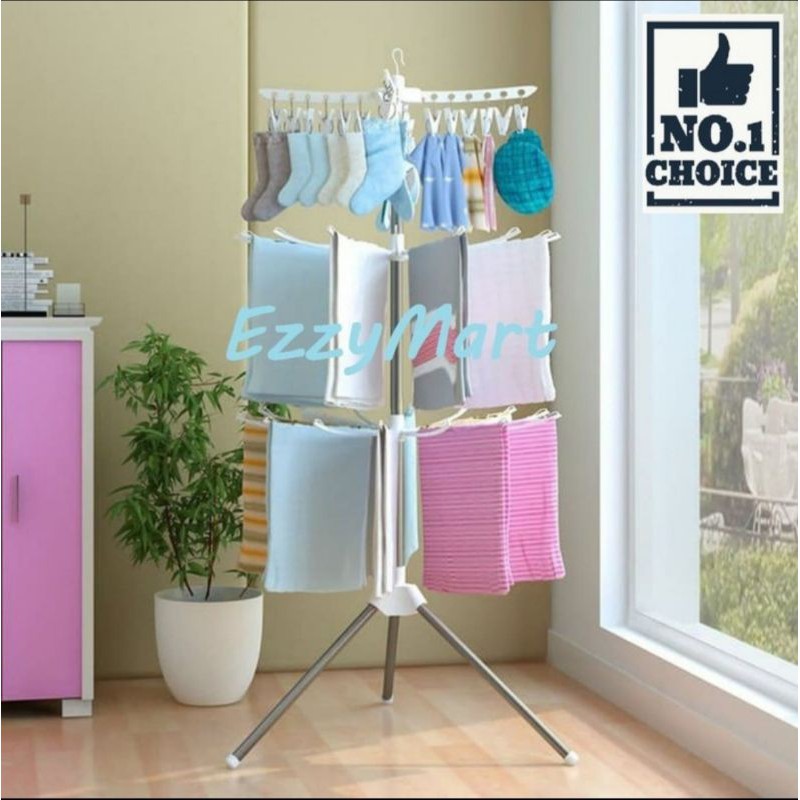 JEMURAN LIPAT HANDUK PAKAIAN BAYI 3 SUSUN / JEMURAN BAJU BAYI / TRIPOD HANGER