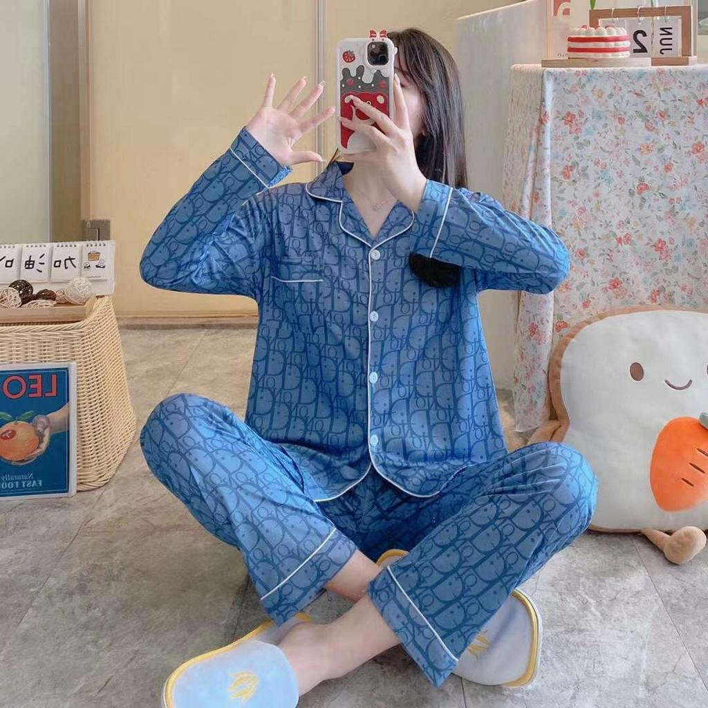SETELAN BAJU TIDUR PIYAMA IMPORT WANITA KOREA LENGAN PANJANG CELANA PANJANG