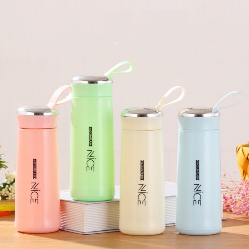 BOTOL MINUM GELAS KACA VACUMM FLASK NICE 400ML BPA FREE (FREE KOTAK)