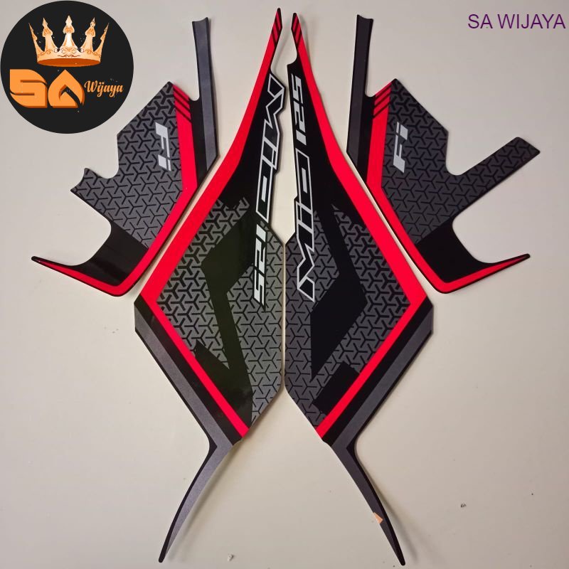 Striping stiker polet lis body yamaha mio m3 2020 2021 full hitam merah