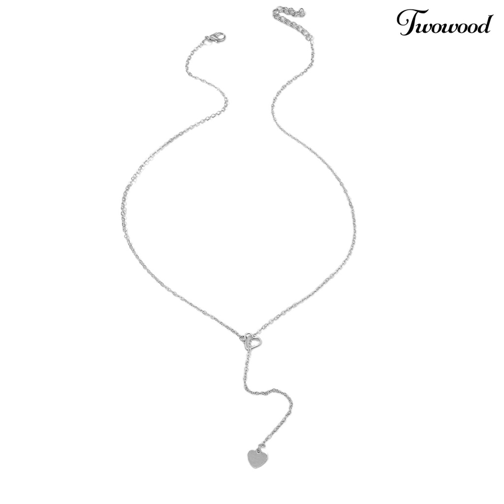 Kalung Rantai Panjang Dengan Liontin Hati Bahan Alloy Adjustable Untuk Wanita
