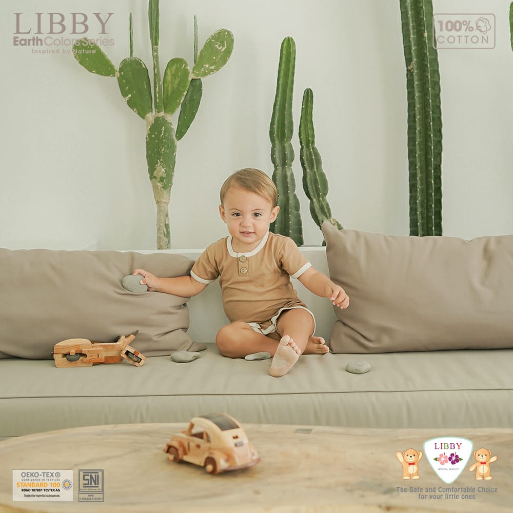 Libby 0-2 Tahun Romper Earth color Series Flynn Romper Anak Bayi Premium Quality SNI Part 2