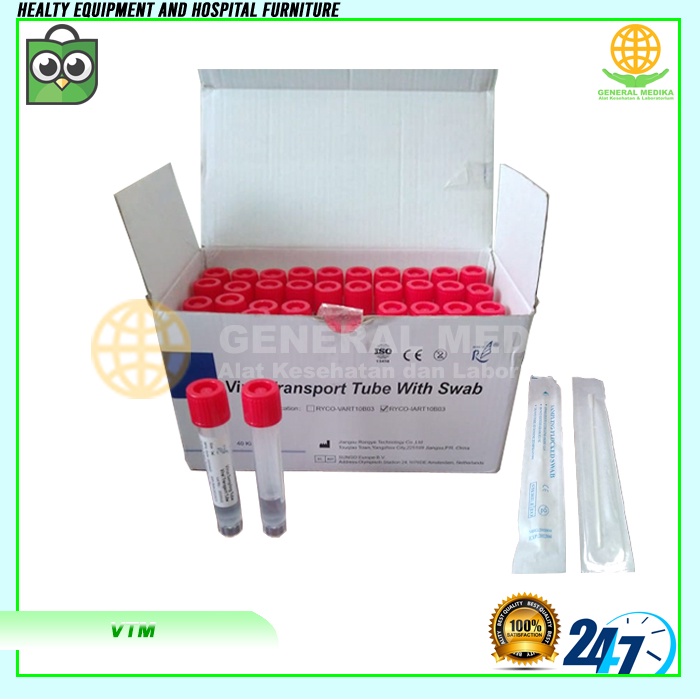 VTM Virus Transport Tube + Swab Sterile Isi 40 Test | VTM Tube Rongye