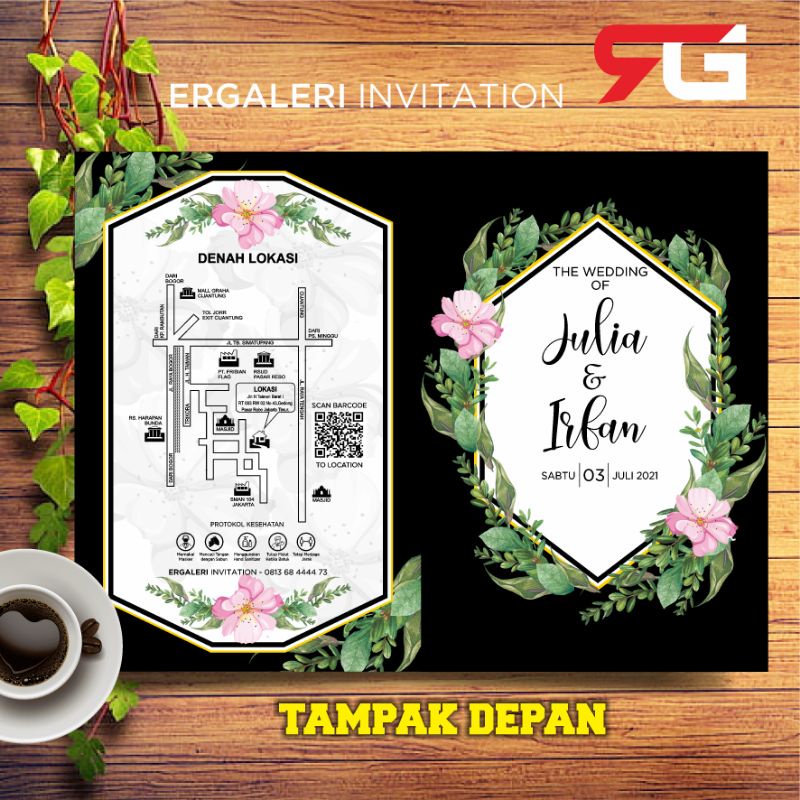 

undangan pernikahan murah hitam hijau rustic 2021 terbaru mewah elegan New
