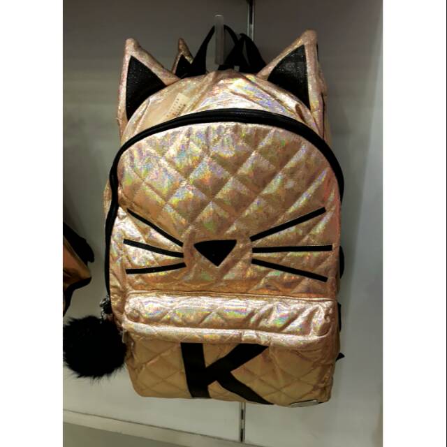 JUSTICE ORI Backpack cat quilted initial. Ukuran besar. Bisa untuk tas sekolah. Tas ransel  branded