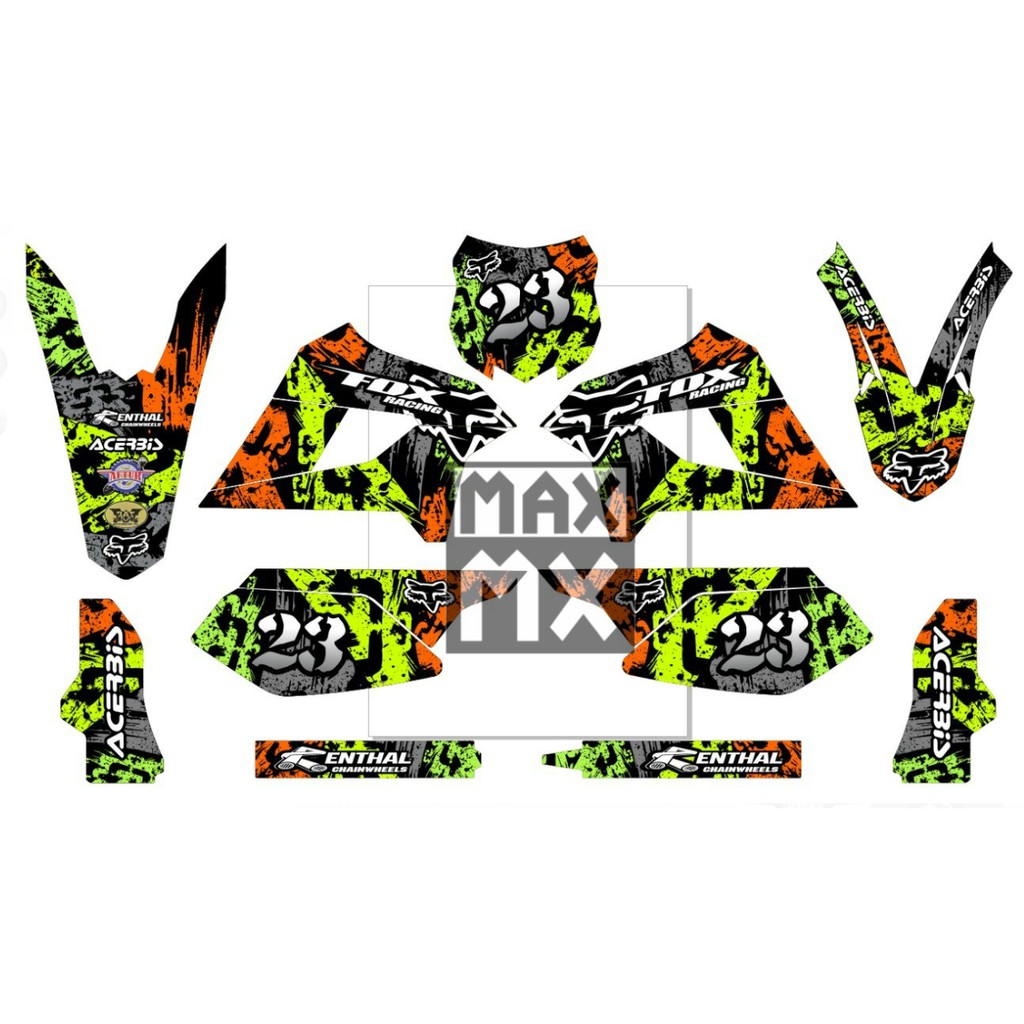 Decal Stiker KLX 250 Dekal Variasi Sticker Striping Custom Full Body hijau simpel