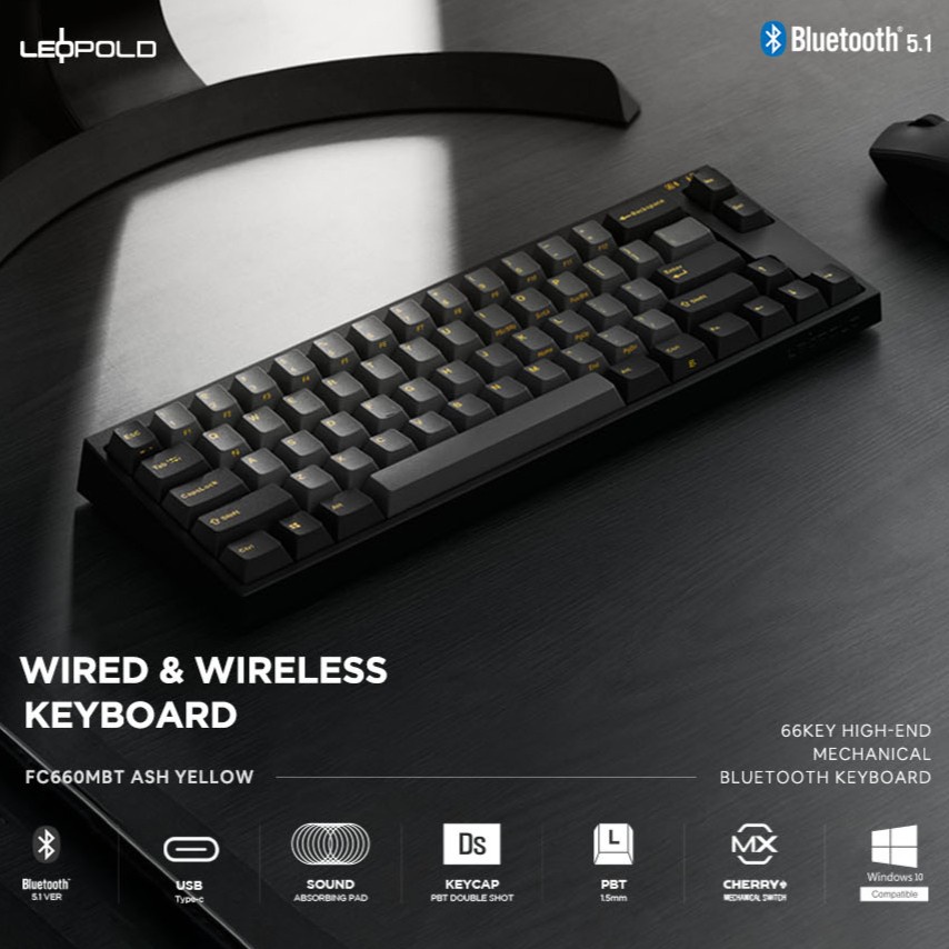 LEOPOLD FC660M BLUETOOTH PD ASH YELLOW CHERRY MX BLUE FC660MBTC/EGDPD(YF)