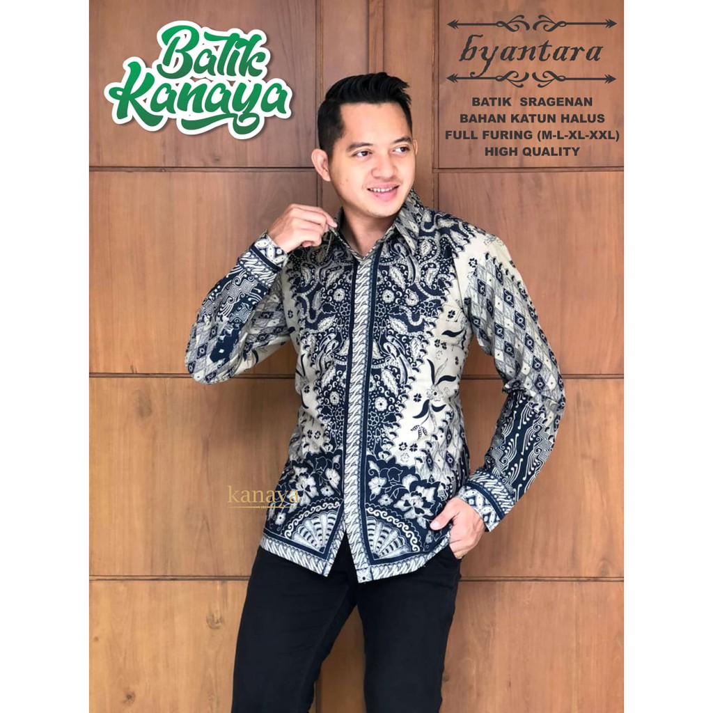 BYANTARA Kemeja Batik Pria Lengan Panjang Katun Halus Sragenan FULL FURING