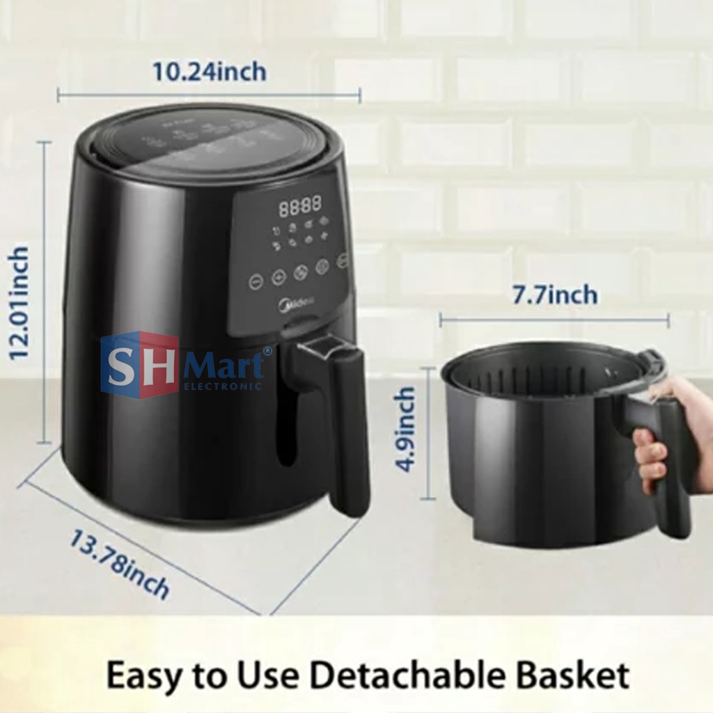 AIR FRYER MIDEA PENGGORENGAN TANPA MINYAK KAPASITAS 4,7 LITER DIGITAL / NON DIGITAL MF-TN35B / MFTN35B MF-CN35B / MFCN35B ORIGINAL