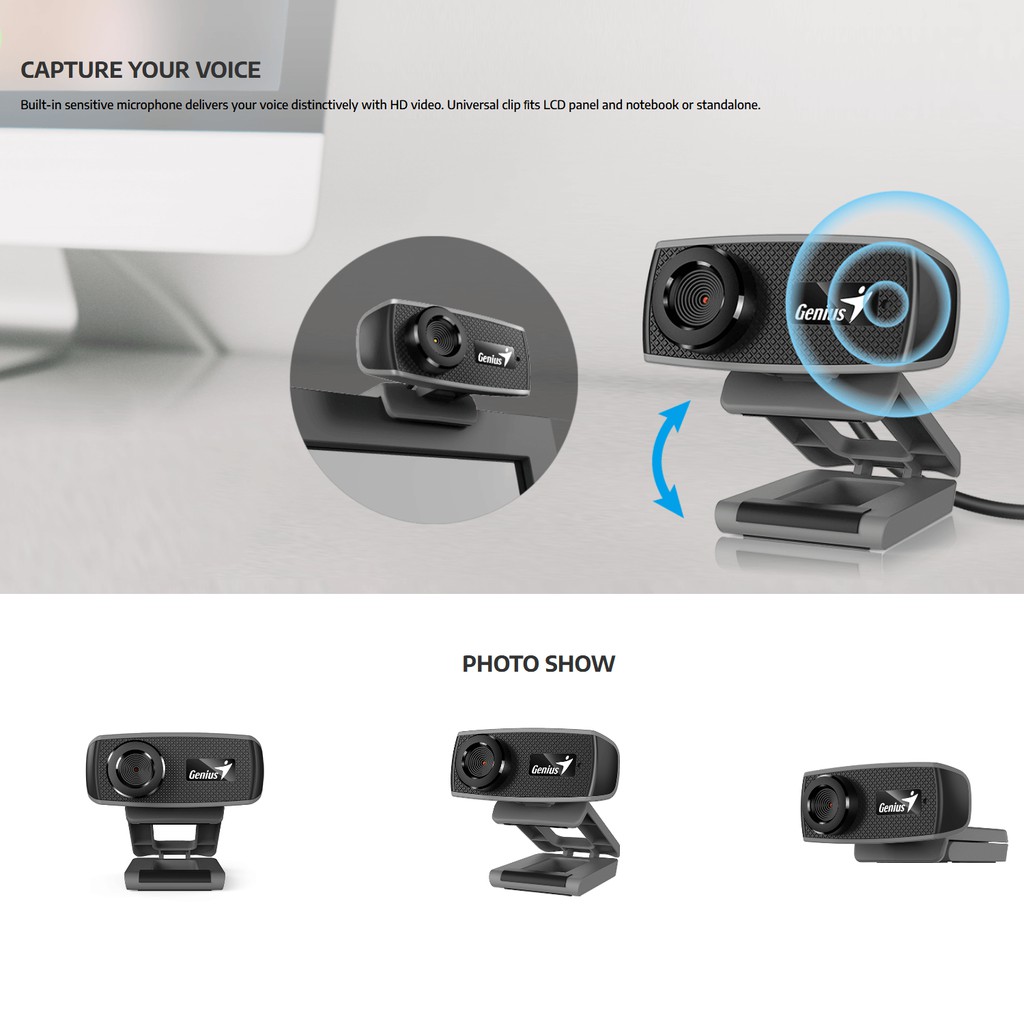 Genius FACECAM 1000X 720P HD WebCam - Webcam Gamer Laptop Komputer