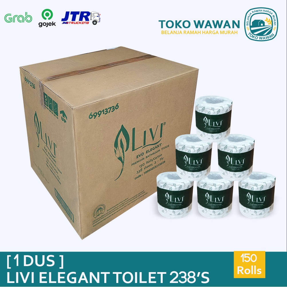 Tissue LIVI EVO Elegant Toilet Roll / 1 DUS / KARTON isi 150 ROLL / HARGA GROSIR