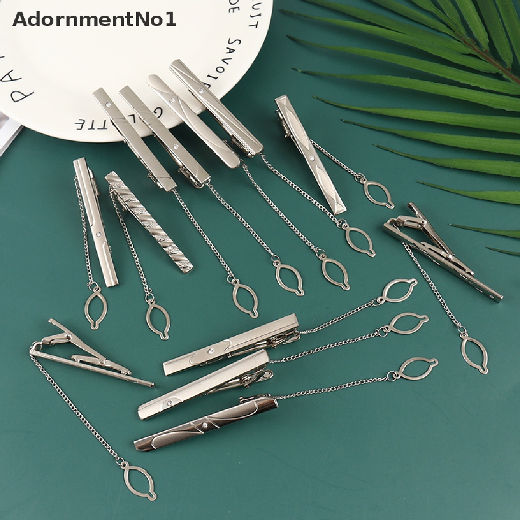 (AdornmentNo1) 1pc Klip Penjepit Dasi Bahan Stainless Steel Warna Silver Untuk Pria