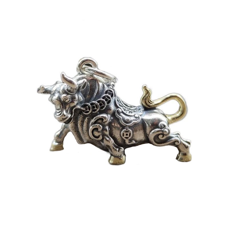 2022 Kalung Rantai Liontin Banteng Bahan Metal Gaya Punk Gothic Hip Hop Untuk Pria