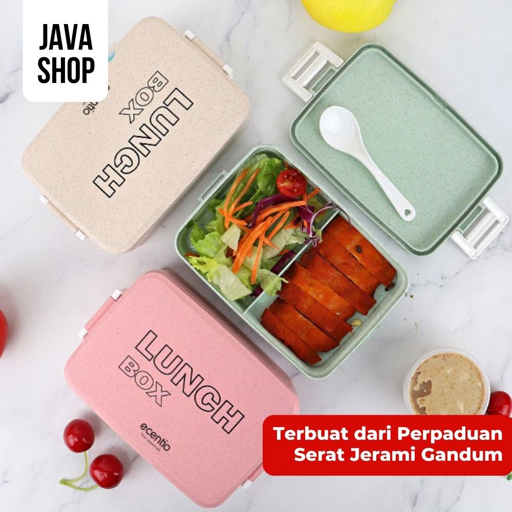 JAVASHOP Tempat Makan Bekal Lunch Box Jerami Gandum Free Sendok Tupperware