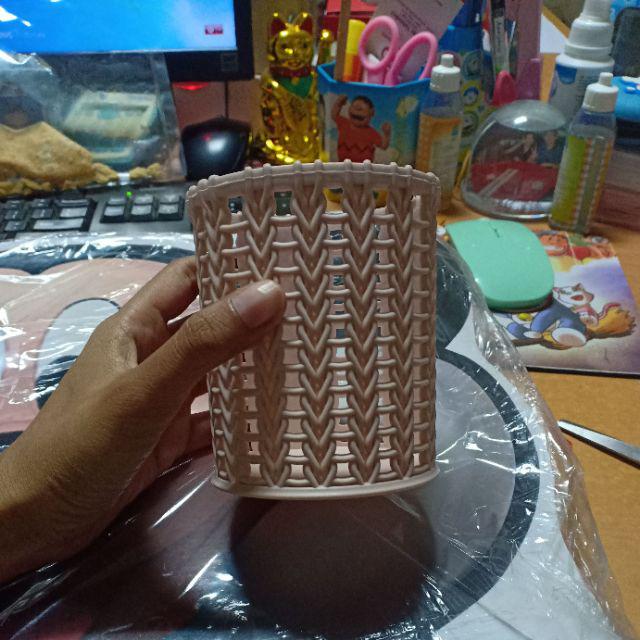 Gre Bulat Berlubang Desain Pensil Pen Holder Kontainer Office Desktop Organizer