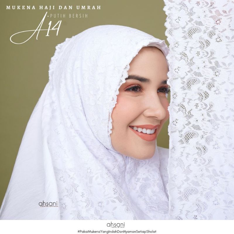 A14 MUKENA AHSANI PUTIH BERSIH MUKENA SILKY UMROH HAJI JUMBO