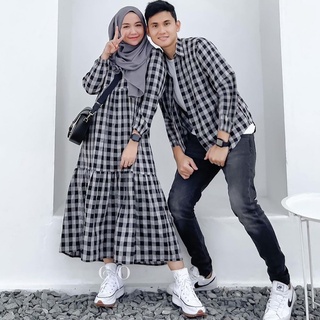 [COD] Raya Couple Gamis Set Kemeja Setelan Baju Pasangan Muslim CP Matt Katun Kotak Premium Fashion Dress OOTD Pesta Kondangan Termurah Terlaris