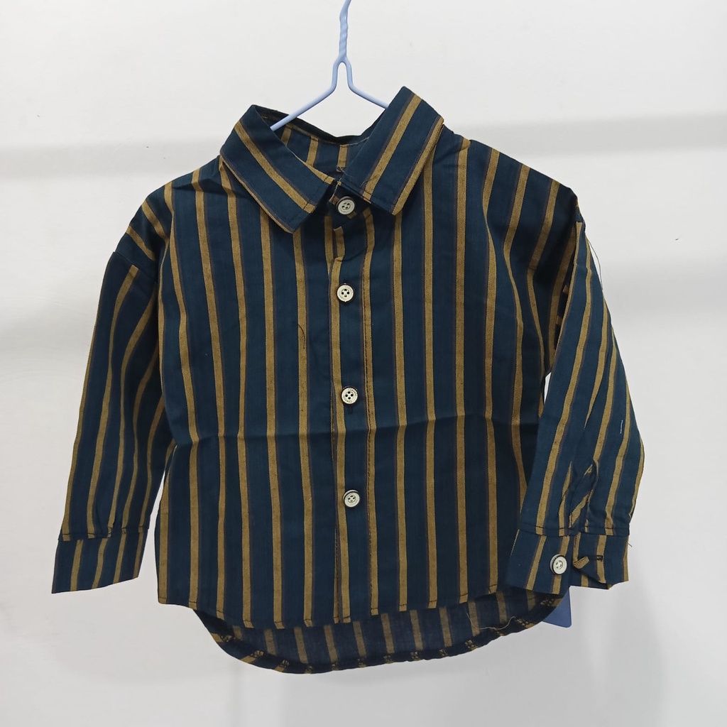 [COD]  Setelan anak laki laki motif SALUR GOLD Baju baby 0-5 tahu/ Atasan kemeja keren baby boy