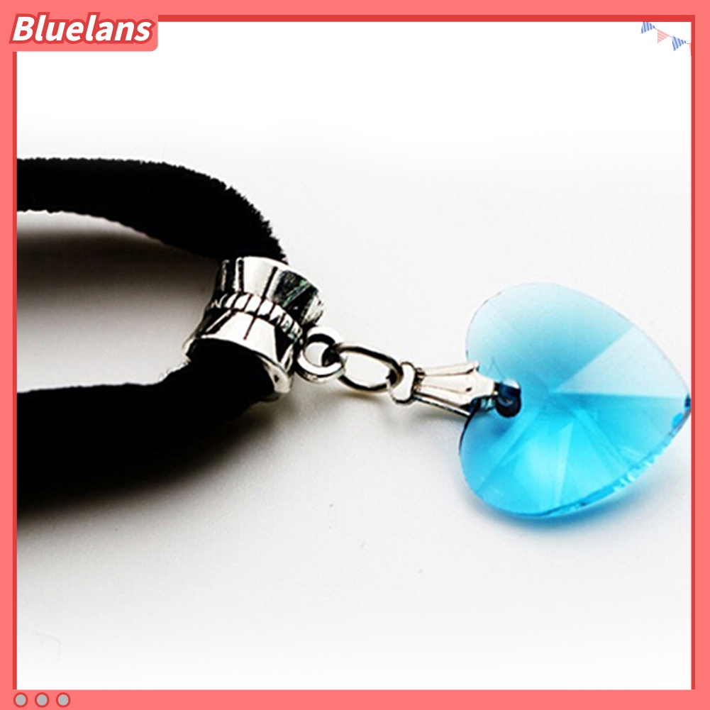 Kalung Choker Pendek Liontin Hati Berlian Imitasi Handmade Gaya Retro Gothic