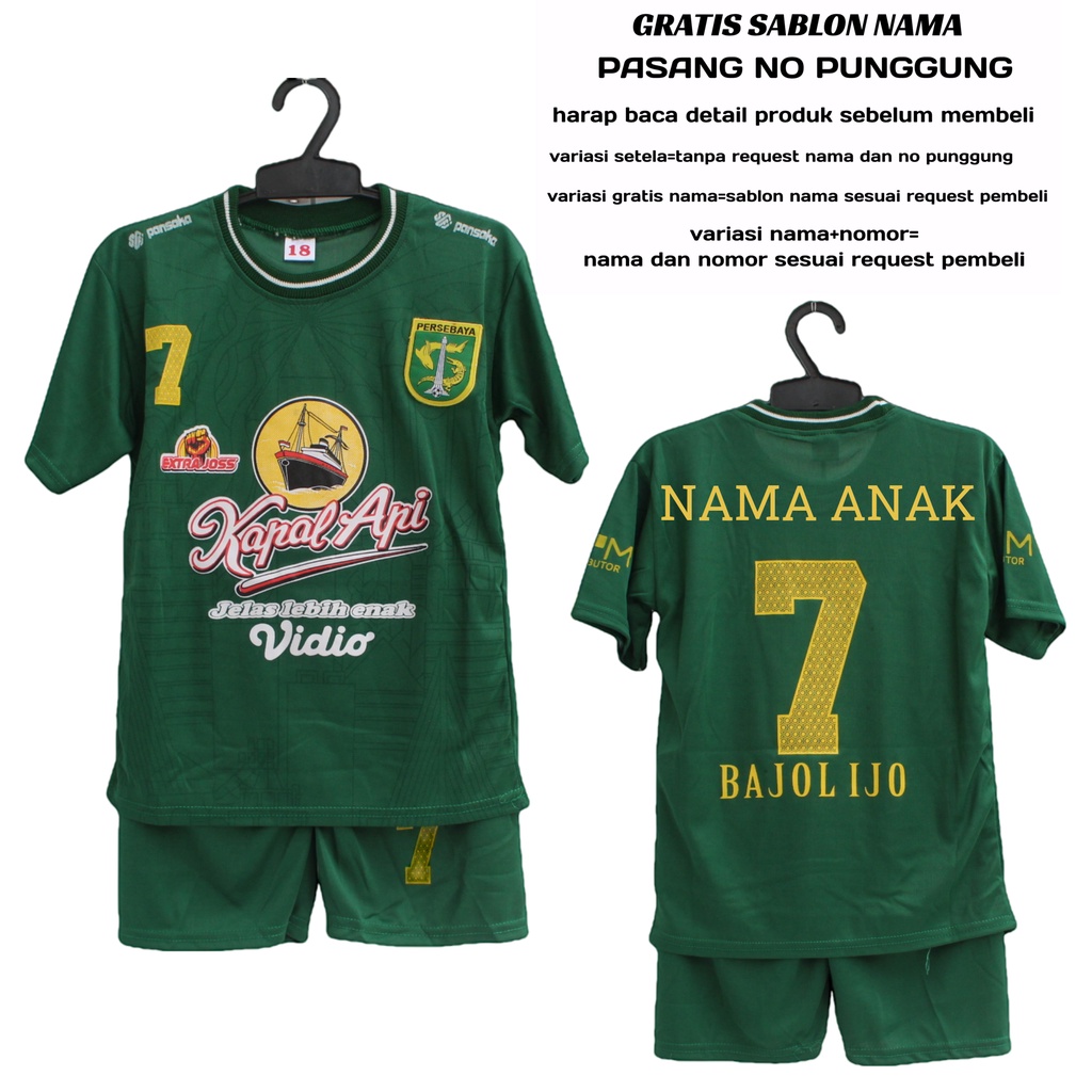 SETELAN JERSEY BAJU BOLA PERSEBAYA SURABAYA SIZE 4-26