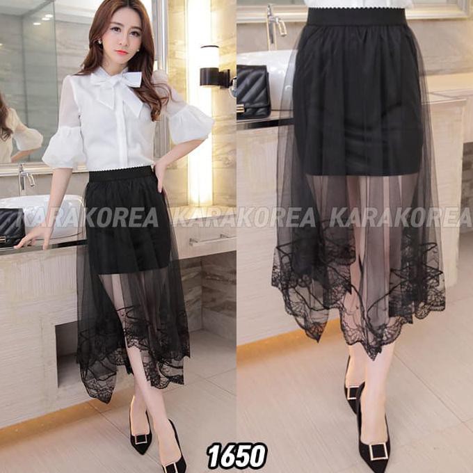 Brenda Skirt/Rok ada furing/Rok mini/Lace Skirt - Hitam (#160)