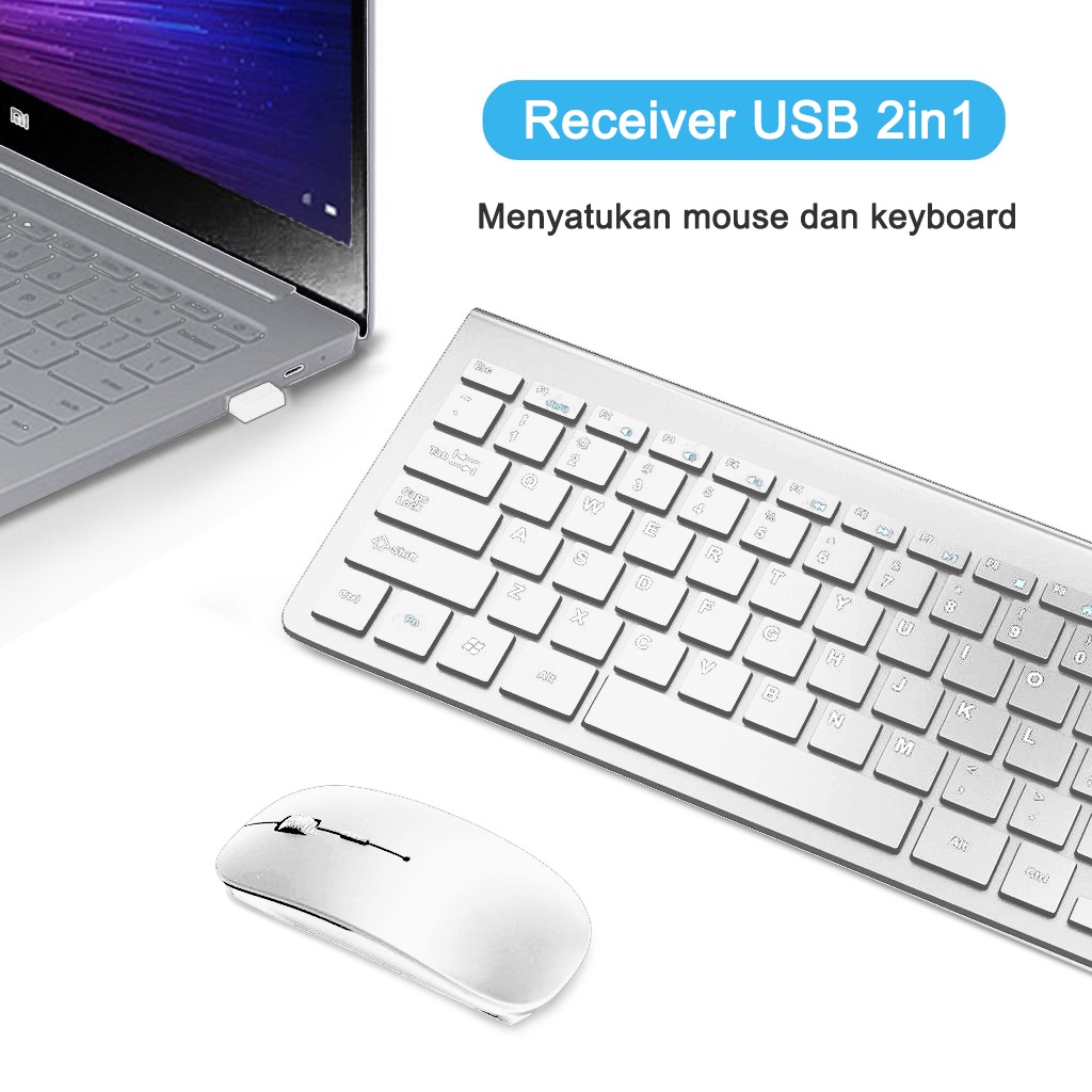 ITS Mini Keyboard and Mouse Combos 2.4G Wireless Bluetooth Keyboard Desain Ultrathin Silent Elegan Tahan Air Portabel