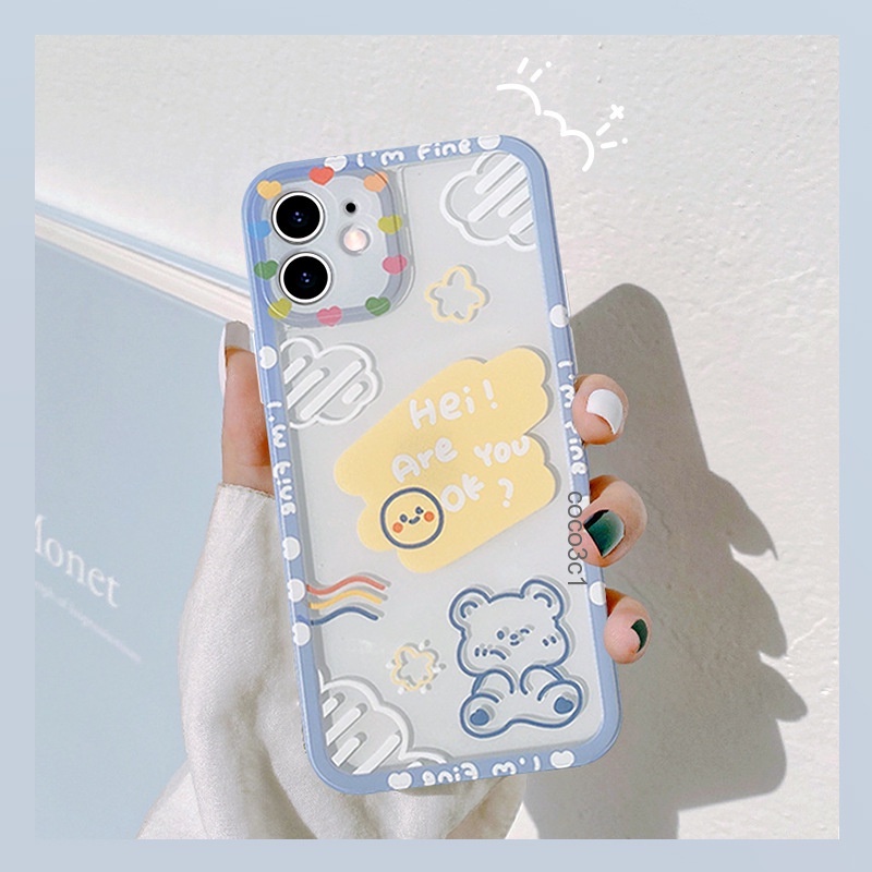 Soft case Transparan Motif Kartun Beruang butterfly Untuk iphone 13 12 11 Pro Max XS XR 8plus 12pro12pro Max 7 8 Plus X XS XR XSMAX