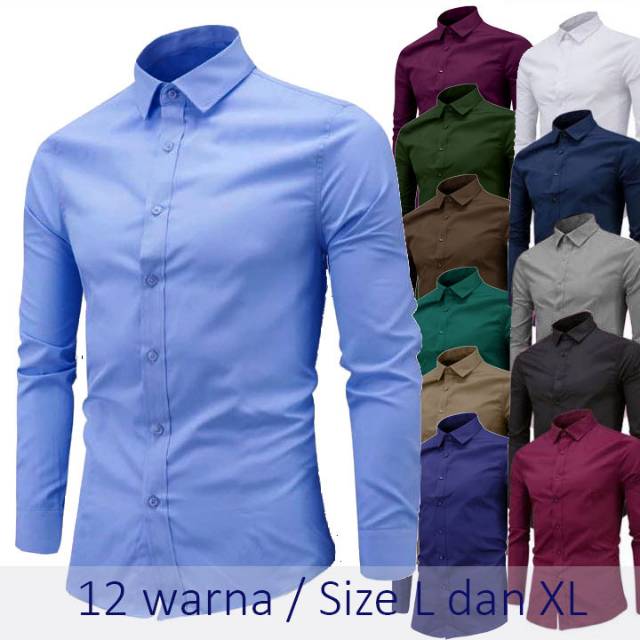 kemeja BIG SIZE justine polos fit to L-XL matt katun stretch