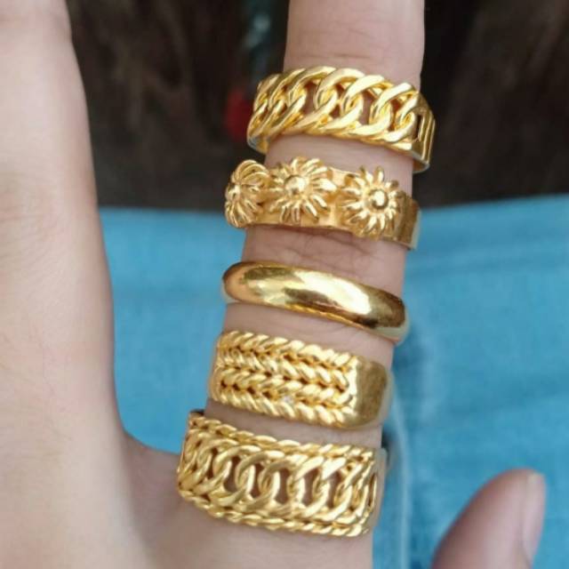 Cicin stengah rante & cicin bela rotan 5 - 8 gram emas London 24K kadar 99,99%