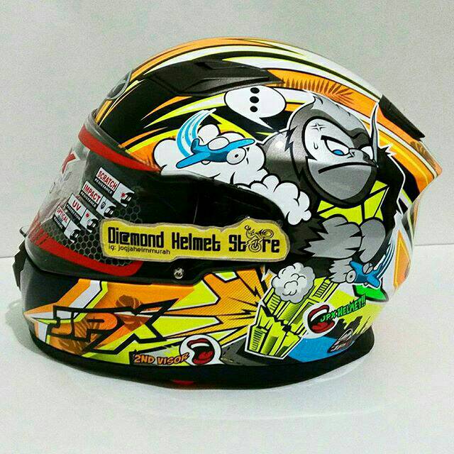 Helm JPX Storm X 818 motif KingKong White Flat Visor Double Visor