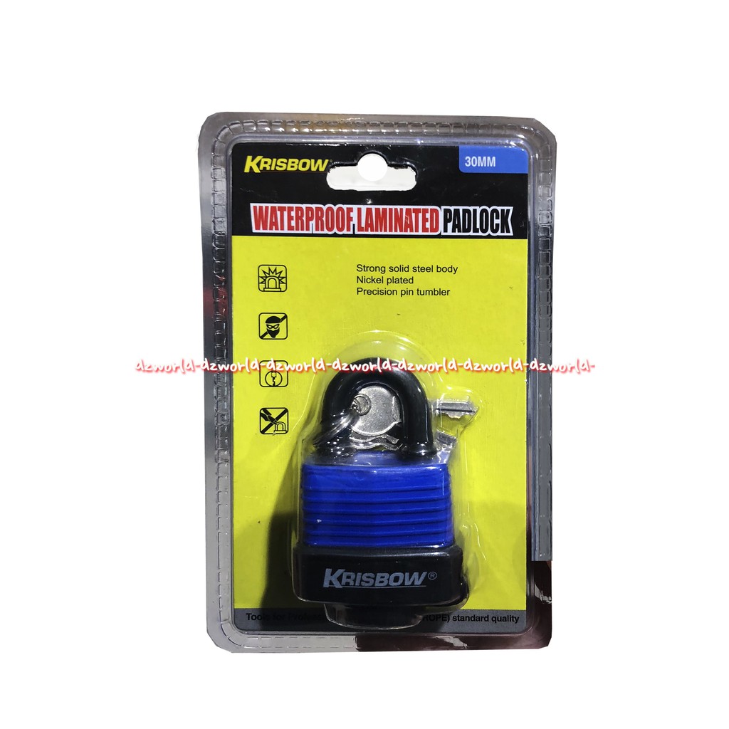 Krisbow Waterproof 30mm Laminated Padlock Gembok Untuk Outdoor Luar Ruangan Anti Karat Tahan Air Padlock Blue Yellow Gembok Ukuran 3cm Warna Biru Kuning Kris Bow