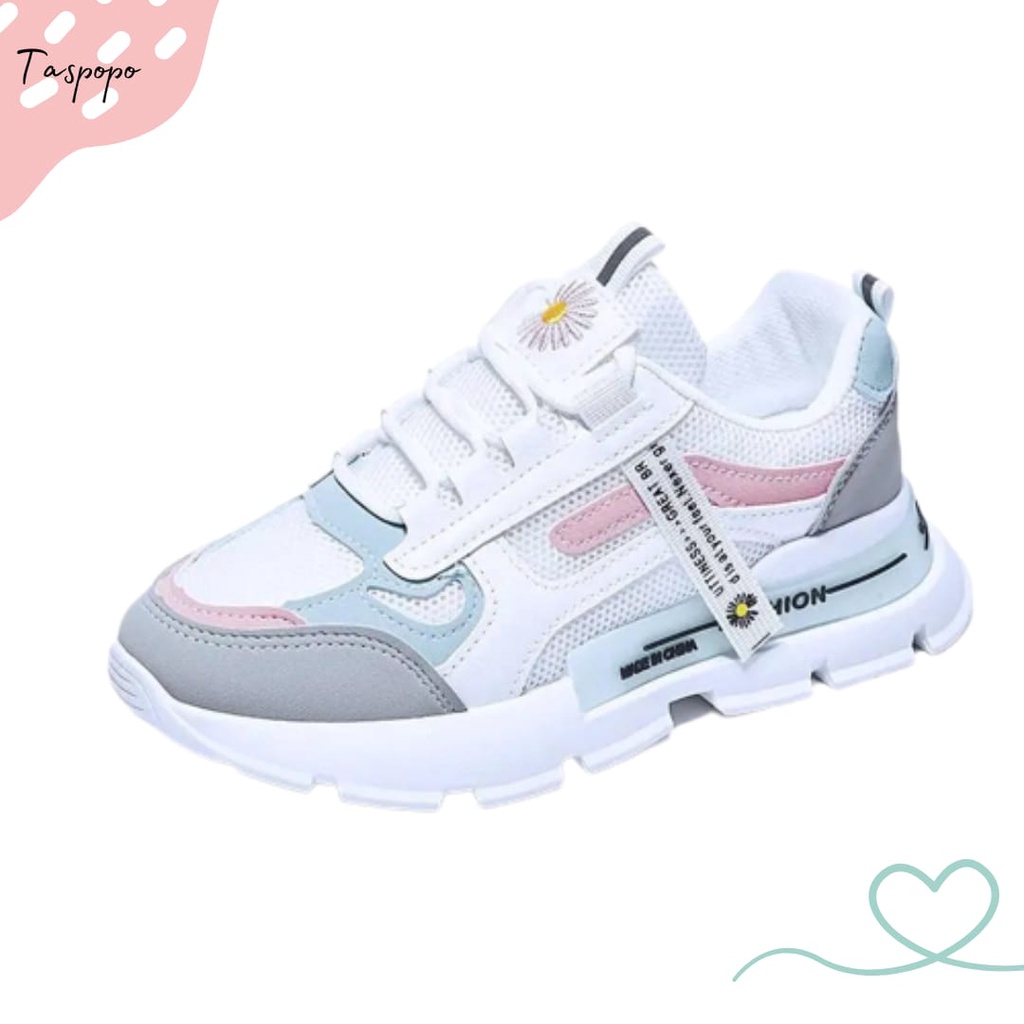 [Import] Taspopo 1013 Sepatu Sneaker Wanita Bertali Korea Original Luar Negeri Fashion Murah