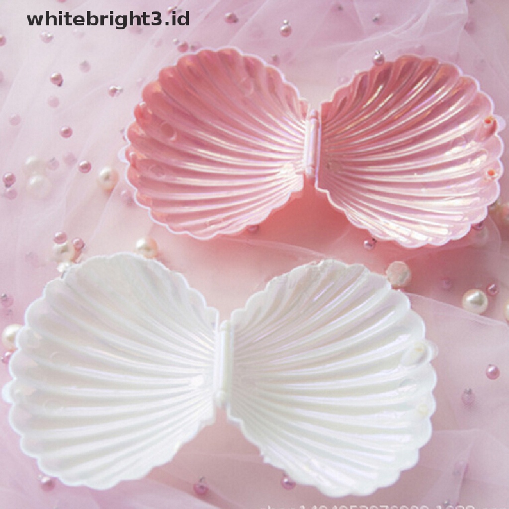 (whitebright3.id) Kotak Organizer Perhiasan Cincin / Kalung / Anting Bentuk Kerang Untuk Hadiah