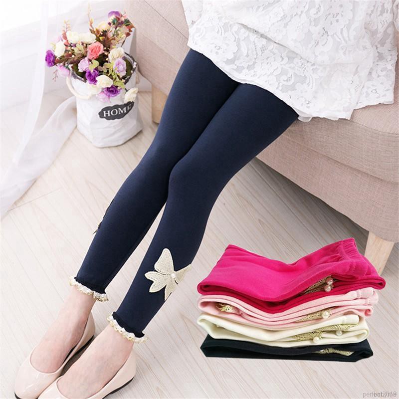  Celana  Legging  Panjang Bahan Lace Tipis  Motif Kupu Kupu 