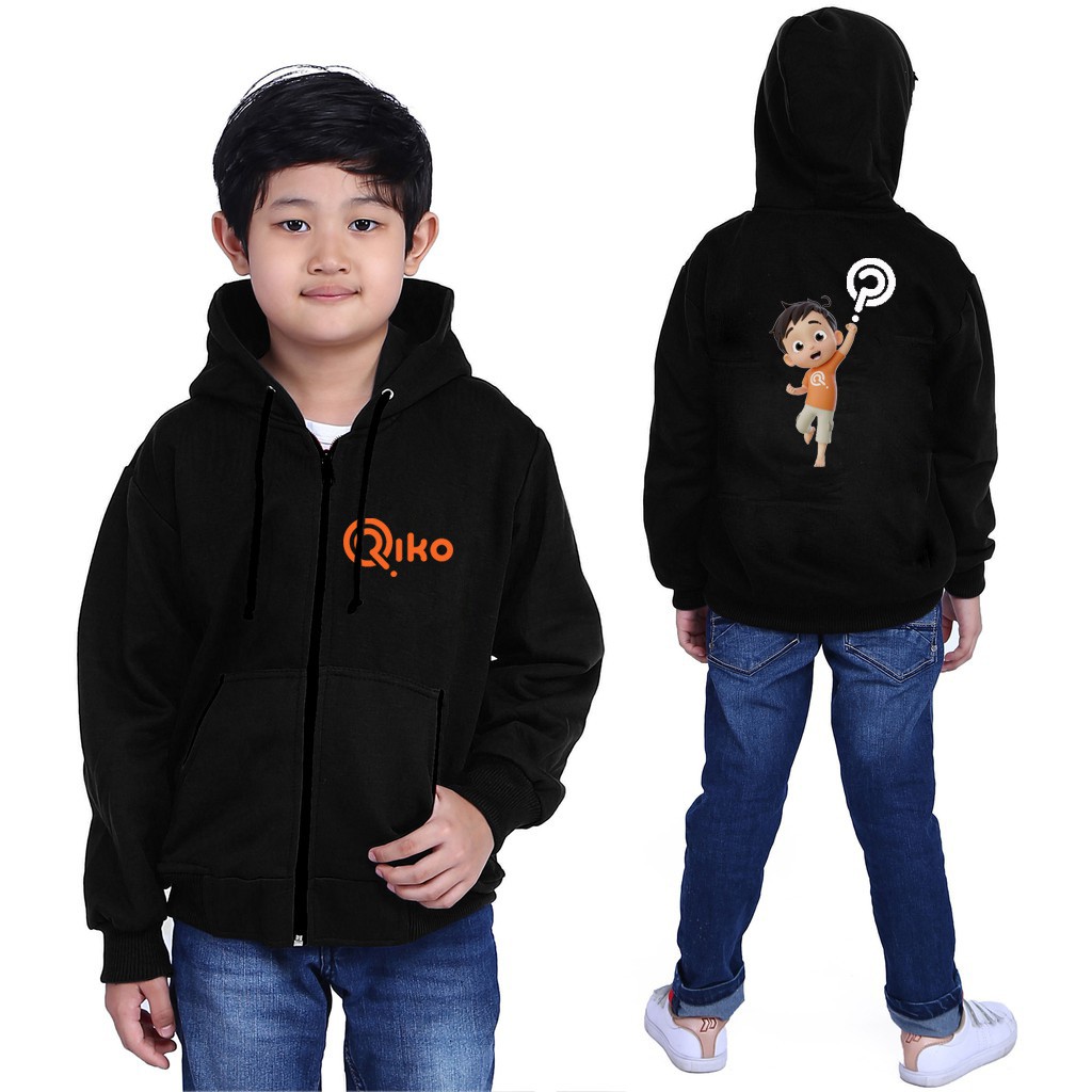 Jaket Sweater Hoodie Zipper Anak Anak Rico the series - Hitam