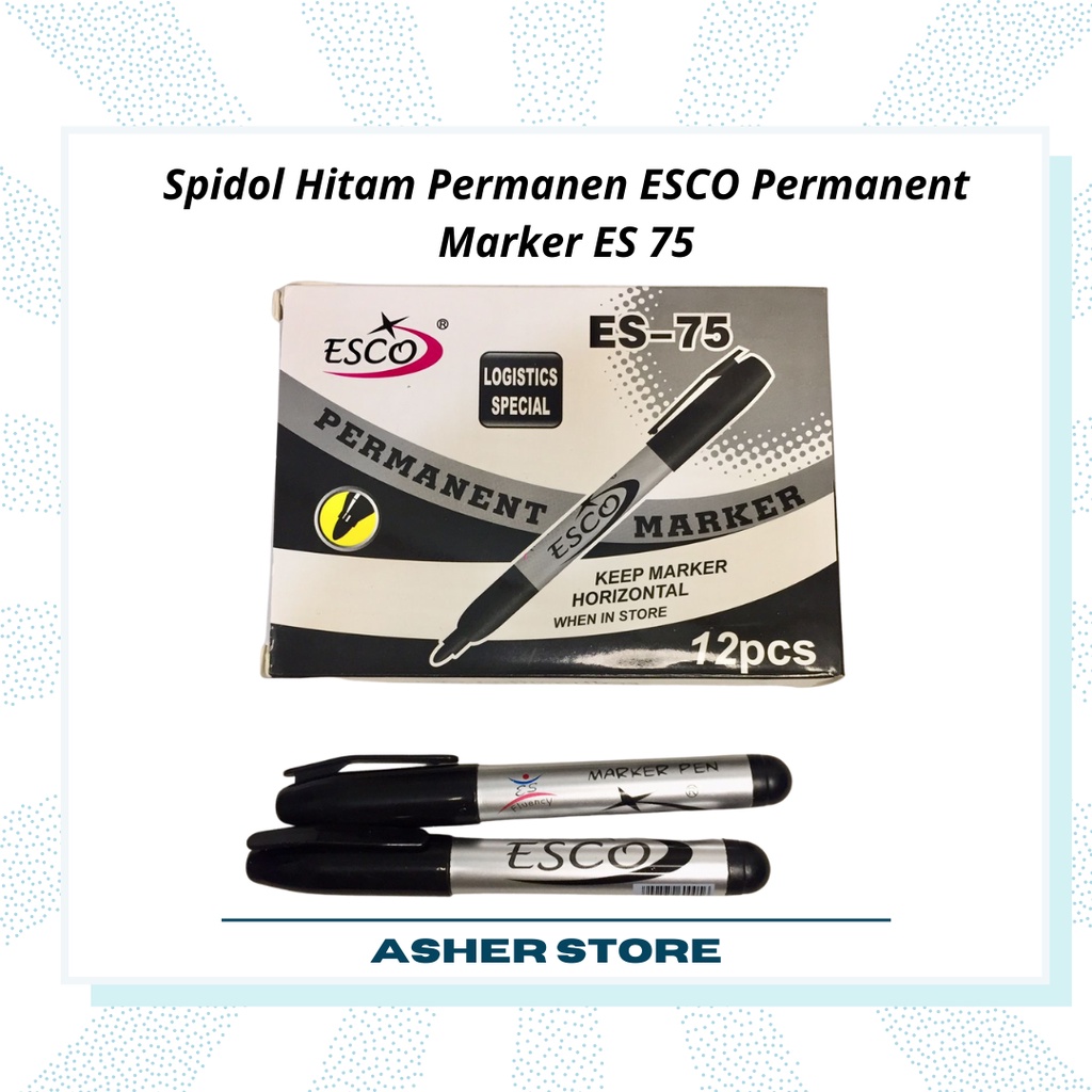 

Spidol Hitam Permanen ESCO Permanent Marker ES 75