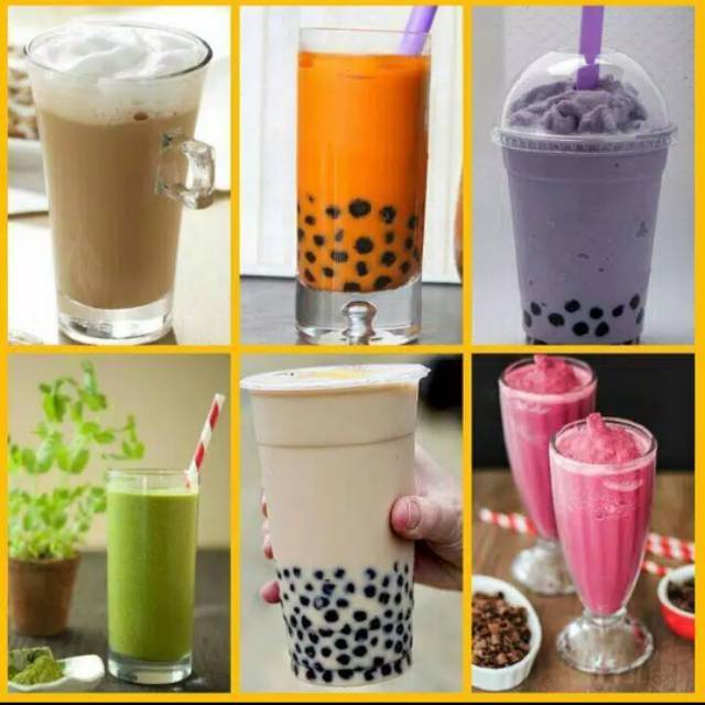 Bubuk bubble tea merk milk tea milkshake boba 40 gr premium bubblegum hazelnut green tea strawberry