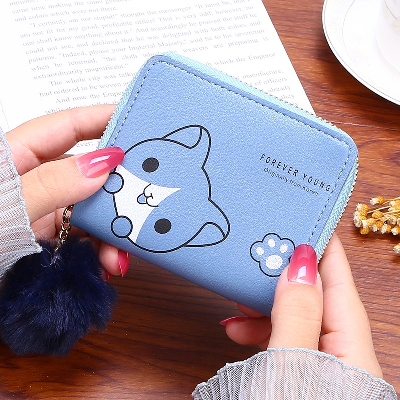 ASIN829 Dompet Koin Wanita Dompet Lipat Gambar Kucing Lucu Dompet Mini Impor D28