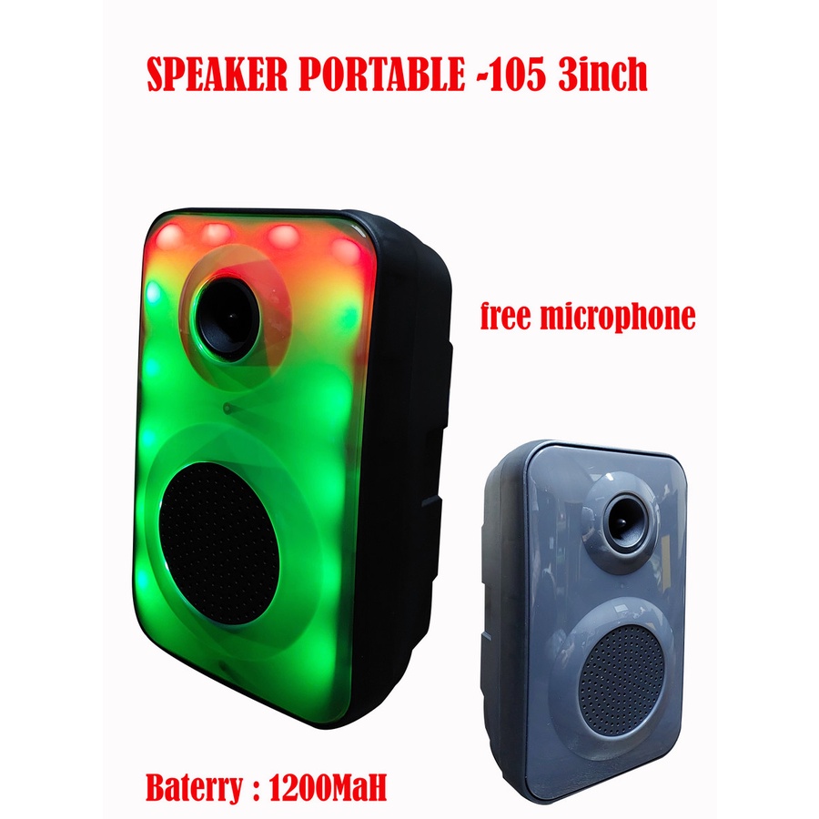 Speaker Bluetoot Portable Led 105 Size 3inch Free Microphone