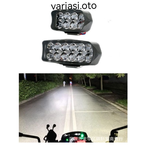 Lampu Tembak Sorot  Motor LED 12 Volt Work Light Cree  8 Mata / 8LED