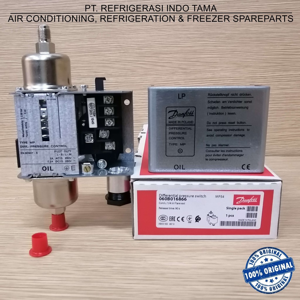 Jual MP 54 DIFFERENTIAL PRESSURE SWITCH DANFOSS FIXED 90 SEC 060B016866 / OIL PRESSURE MP54