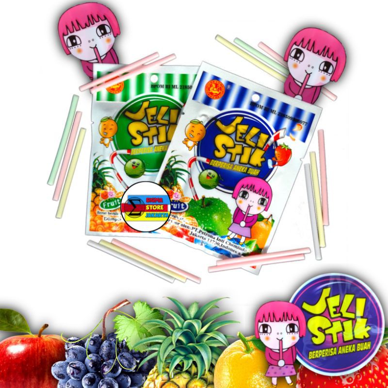 

Jelly Stick Pendek / Jeli Stik Pendek / Permen Sedotan Aneka Buah Murah Meriah