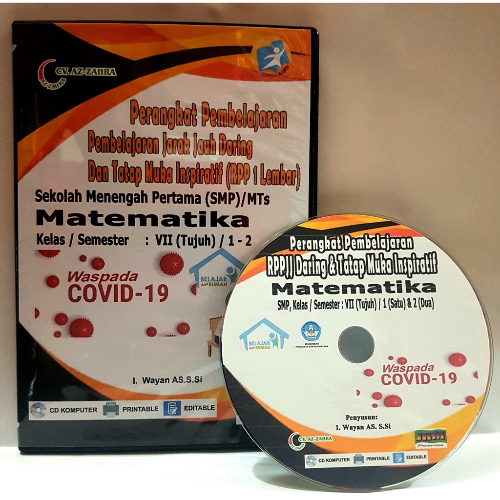 Cd Rpp 1 Lembar Pjj Daring Mapel Matematika Kelas 7 Vi 8 Viii 9 Ix Semester 1 2 Kur 13 Revisi 2020 Shopee Indonesia