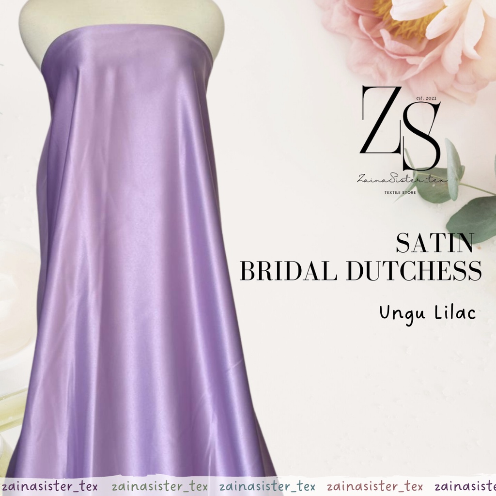 Bahan Kain Satin Saten Bridal Pengantin Duces Dutches Deutchess Deuchesse Meteran Premium Quality Warna Ungu Lilac