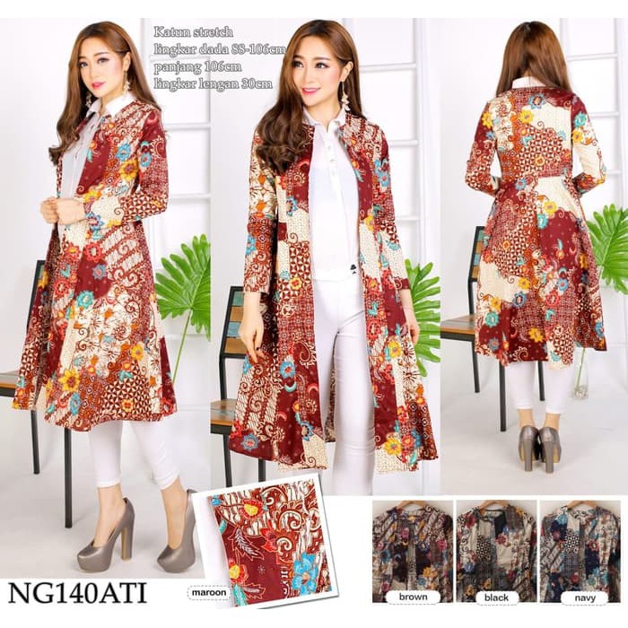  Cardigan  Batik  Wanita Etnik lengan panjang Outer Batik  Big 